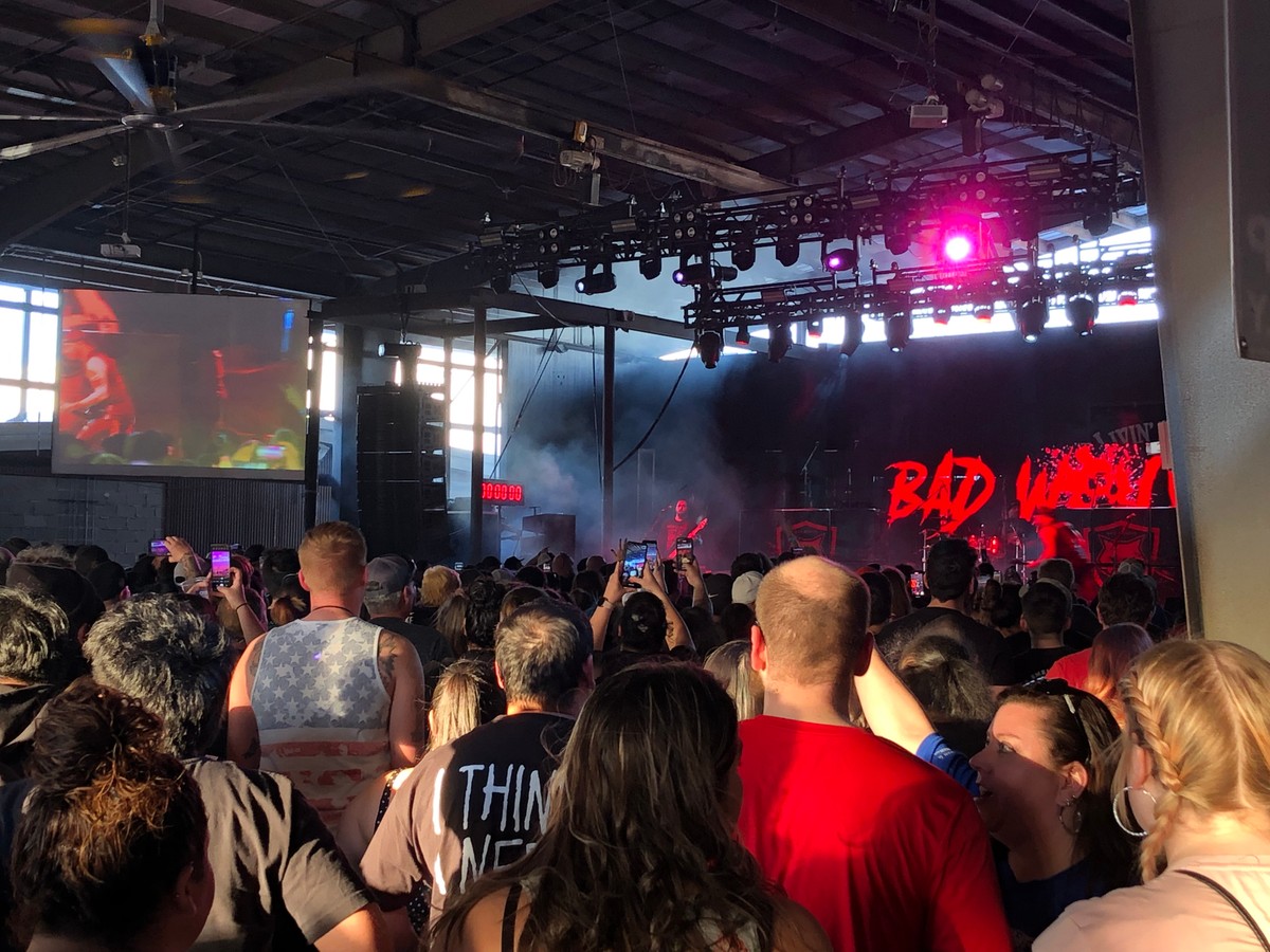 a crowd of people in a concert