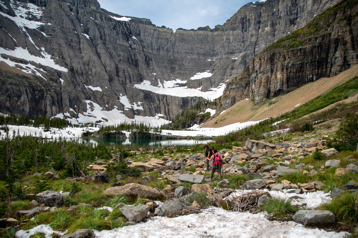 Just before Iceberg Lake you have to jump through these large rocks