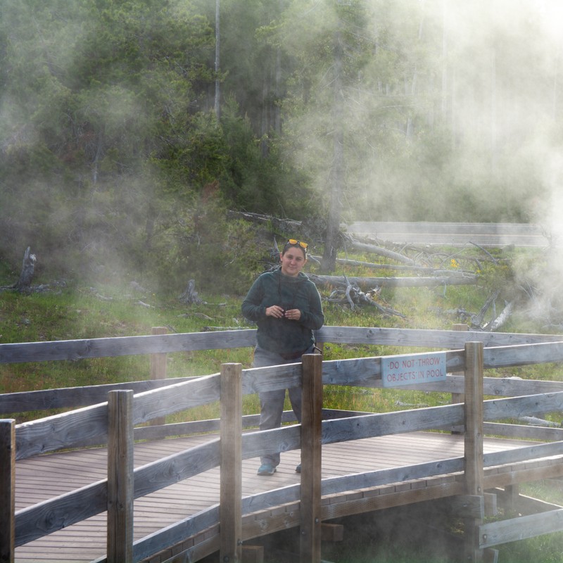 a man standing on a bridge