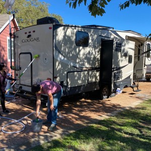 a person working on a trailer