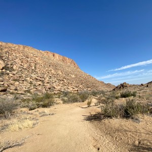 a dirt road in the desert with Saddleback Butte State Park in the background