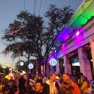 a crowd of people outside of a building