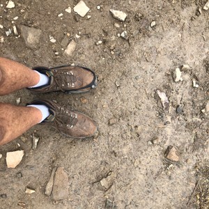 My boots were really old, so old that the rubber bottoms were peeling off, I almost finished the hike barefoot.