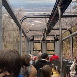 a group of people on a bus