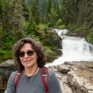 a person standing in front of a waterfall