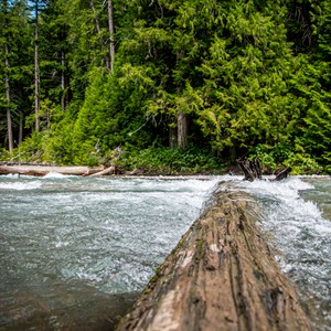 a river with a waterfall