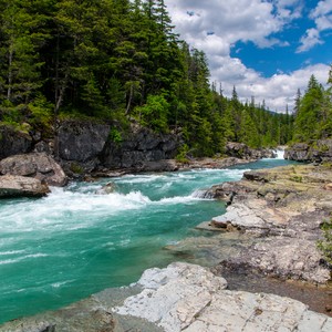 a river with rocks and trees