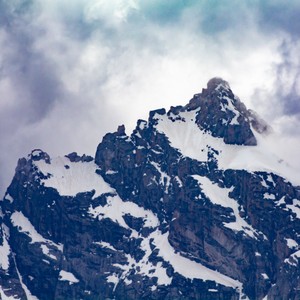 a mountain with snow