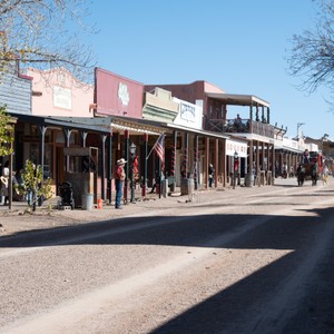 a street with a row of stores